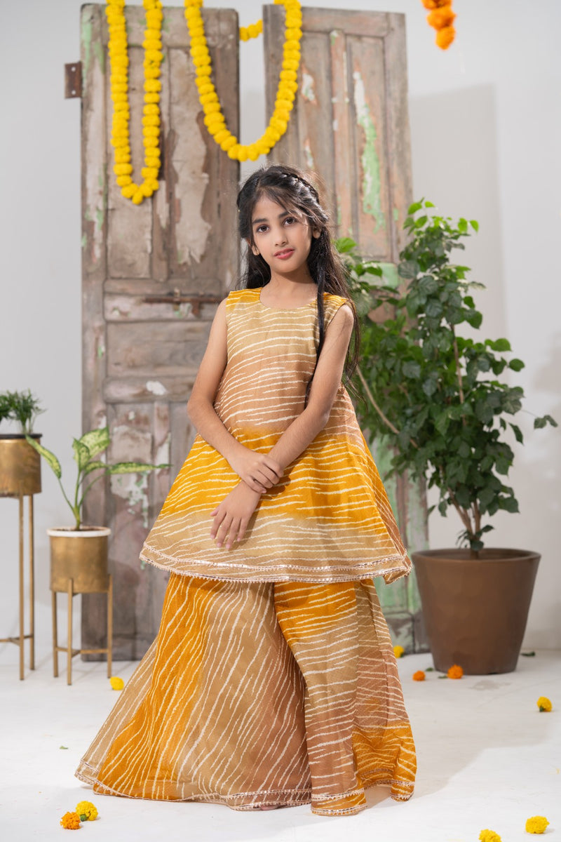 Kesari Glow – Striped Peplum Palazzo Set