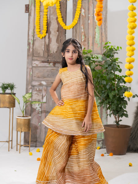 Kesari Glow – Striped Peplum Palazzo Set
