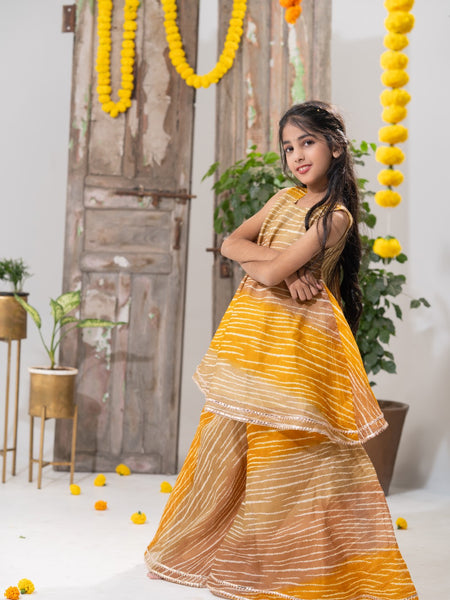 Kesari Glow – Striped Peplum Palazzo Set
