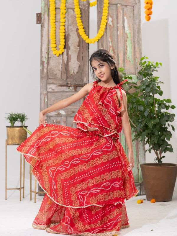 Laal Maharani – Double-Layer Bandhani Lehenga Set