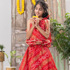 Laal Maharani – Double-Layer Bandhani Lehenga Set
