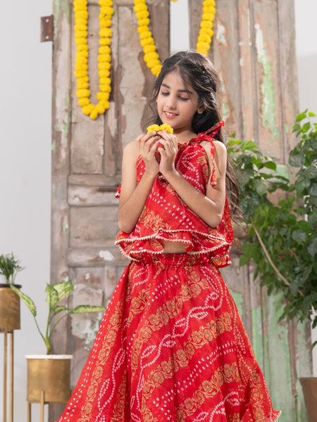 Laal Maharani – Double-Layer Bandhani Lehenga Set