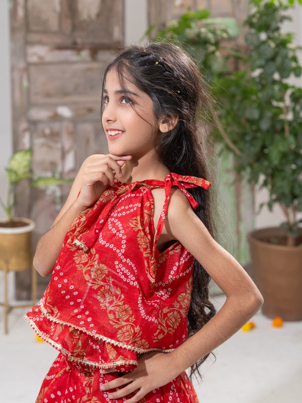 Laal Maharani – Double-Layer Bandhani Lehenga Set
