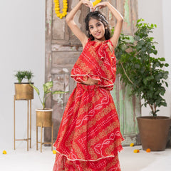 Laal Maharani – Double-Layer Bandhani Lehenga Set