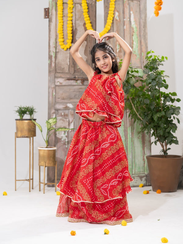 Laal Maharani – Double-Layer Bandhani Lehenga Set