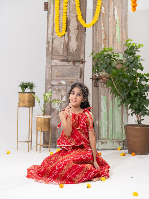 Laal Maharani – Double-Layer Bandhani Lehenga Set