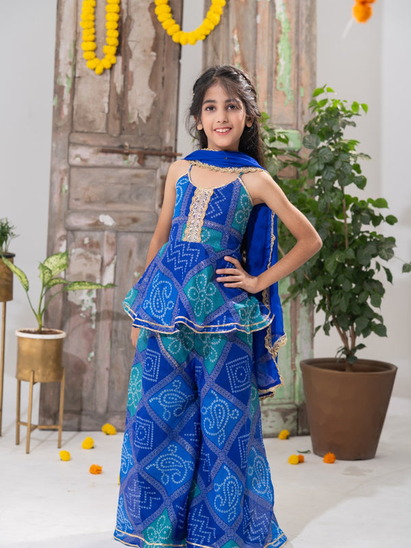 Neelpari – Bandhani Peplum Palazzo Set