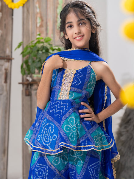 Neelpari – Bandhani Peplum Palazzo Set