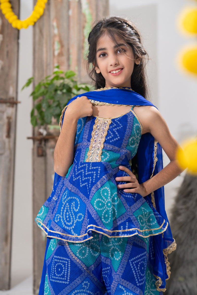 Neelpari – Bandhani Peplum Palazzo Set