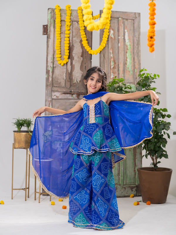 Neelpari – Bandhani Peplum Palazzo Set