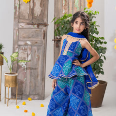 Neelpari – Bandhani Peplum Palazzo Set