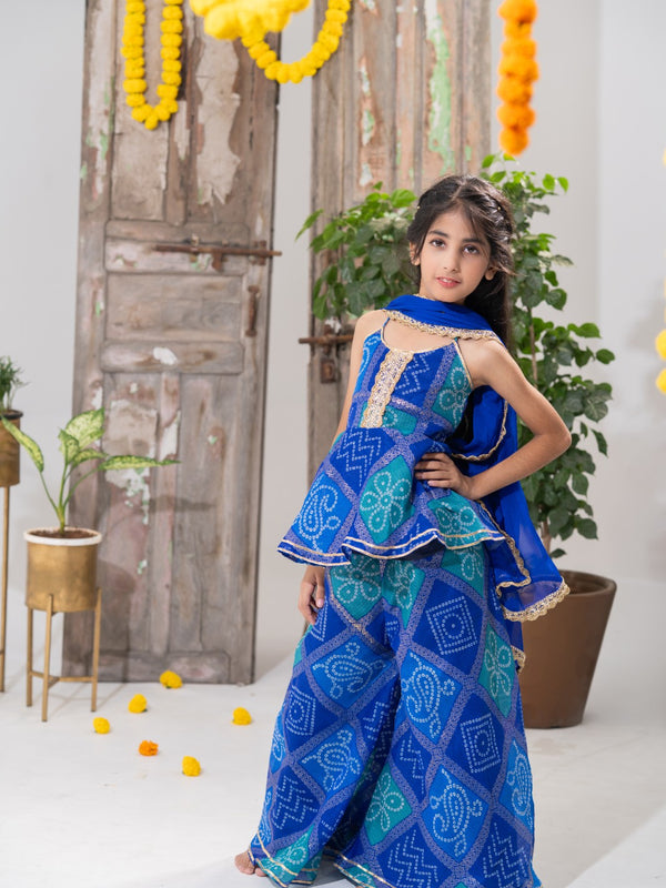 Neelpari – Bandhani Peplum Palazzo Set