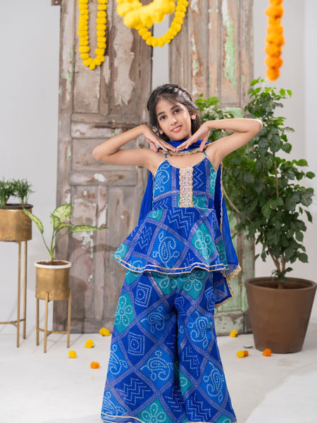 Neelpari – Bandhani Peplum Palazzo Set