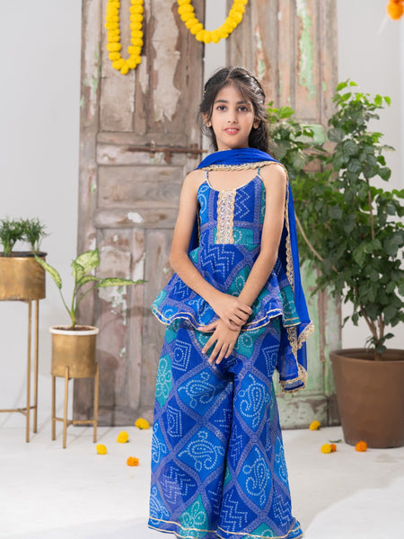 Neelpari – Bandhani Peplum Palazzo Set