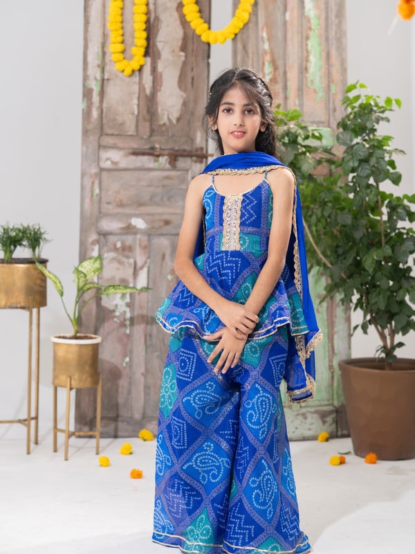 Neelpari – Bandhani Peplum Palazzo Set