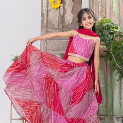 Gulabi Leher – Tiered Lehenga Choli Set