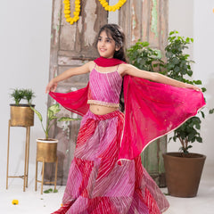 Gulabi Leher – Tiered Lehenga Choli Set