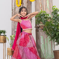 Gulabi Leher – Tiered Lehenga Choli Set