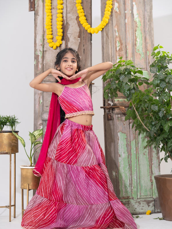 Gulabi Leher – Tiered Lehenga Choli Set