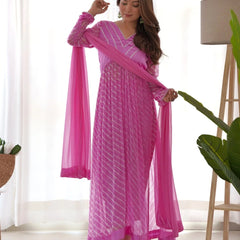 Fuchsia Pink leheriya suit set