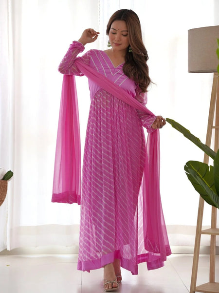 Fuchsia Pink leheriya suit set