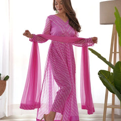 Fuchsia Pink leheriya suit set