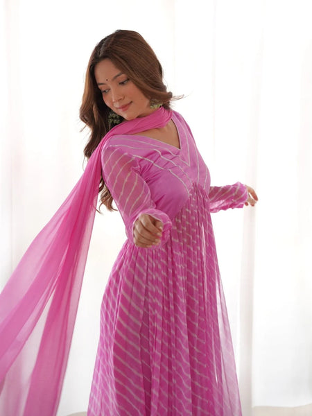 Fuchsia Pink leheriya suit set