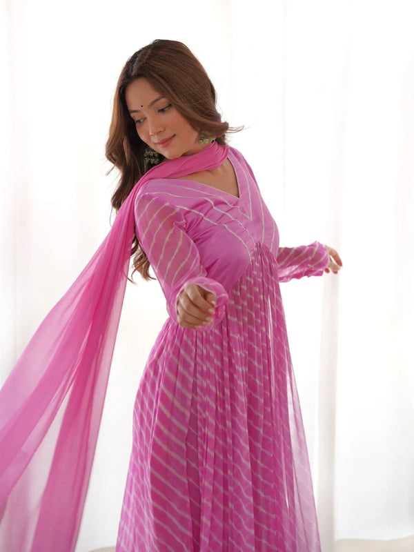 Fuchsia Pink leheriya suit set