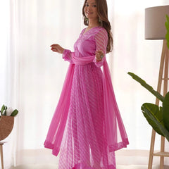 Fuchsia Pink leheriya suit set