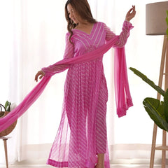 Fuchsia Pink leheriya suit set