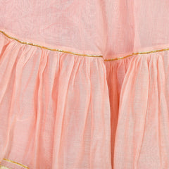 Girls Powder Pink Chanderi Lehenga Set with Gota Lace