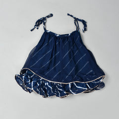Girls Blue Leheriya Chiffon Skirt and Top Set