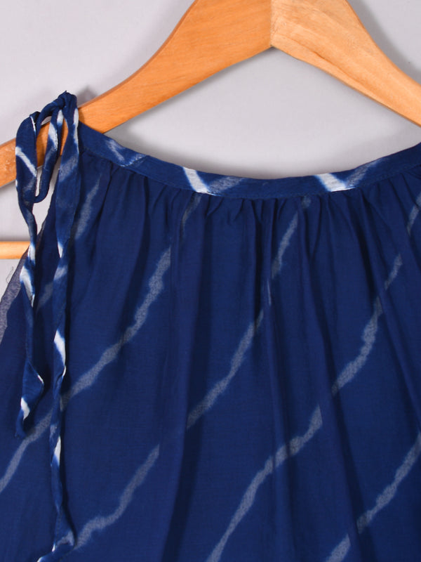 Girls Blue Leheriya Chiffon Skirt and Top Set