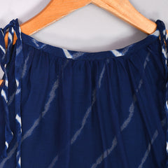 Girls Blue Leheriya Chiffon Skirt and Top Set