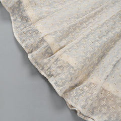 Girls White Chikankari Kalidar Lehenga Set in Silk