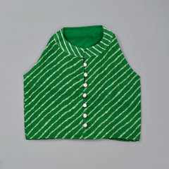 Girls Green Leheriya Crop Top and Palazzo Set
