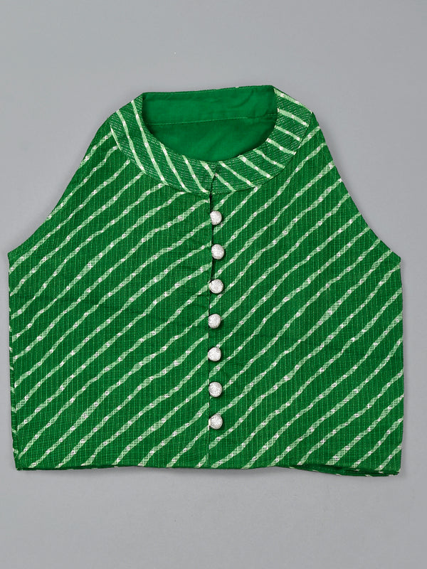 Girls Green Leheriya Crop Top and Palazzo Set