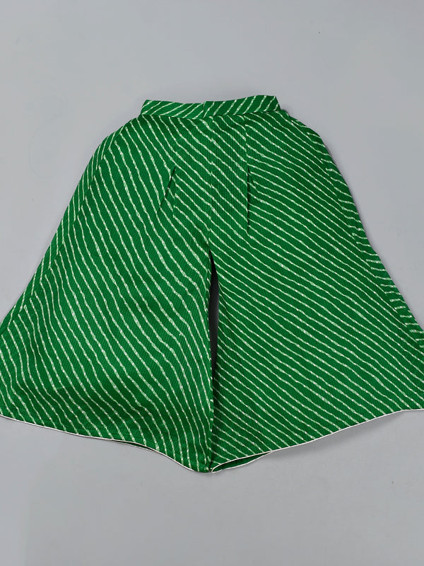 Girls Green Leheriya Crop Top and Palazzo Set
