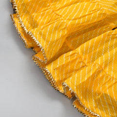 Girls Yellow Leheriya Cotton Kurta and Gharara Set