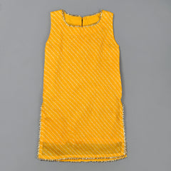 Girls Yellow Leheriya Cotton Kurta and Gharara Set