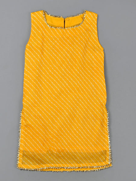 Girls Yellow Leheriya Cotton Kurta and Sharara Set
