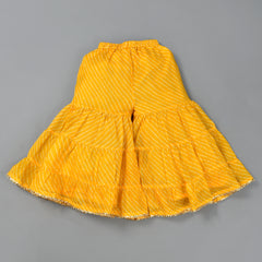 Girls Yellow Leheriya Cotton Kurta and Gharara Set