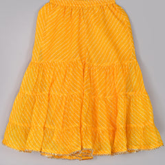 Girls Yellow Leheriya Cotton Kurta and Gharara Set