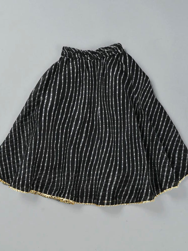 Girls Black Leheriya Kota Doriya Kurta and Skirt Set