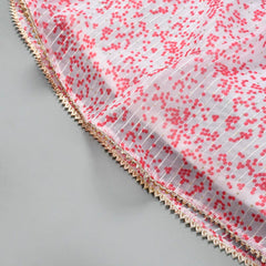 Girls White Polka Dot Sequin Kurta and Skirt Set