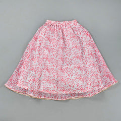 Girls White Polka Dot Sequin Kurta and Skirt Set