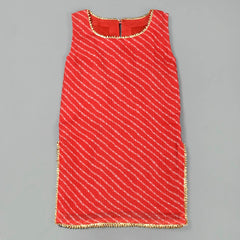 Girls Red Leheriya Kurta and Gharara Set with Gota