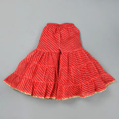Girls Red Leheriya Kurta and Gharara Set with Gota