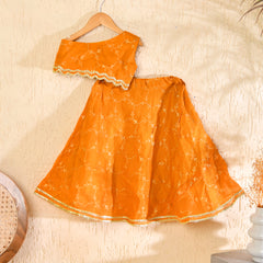 Girls Mustard Kota Lehenga Set