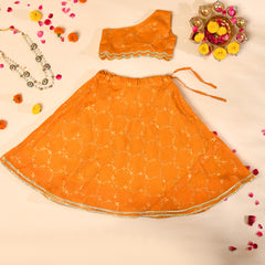 Girls Mustard Kota Lehenga Set